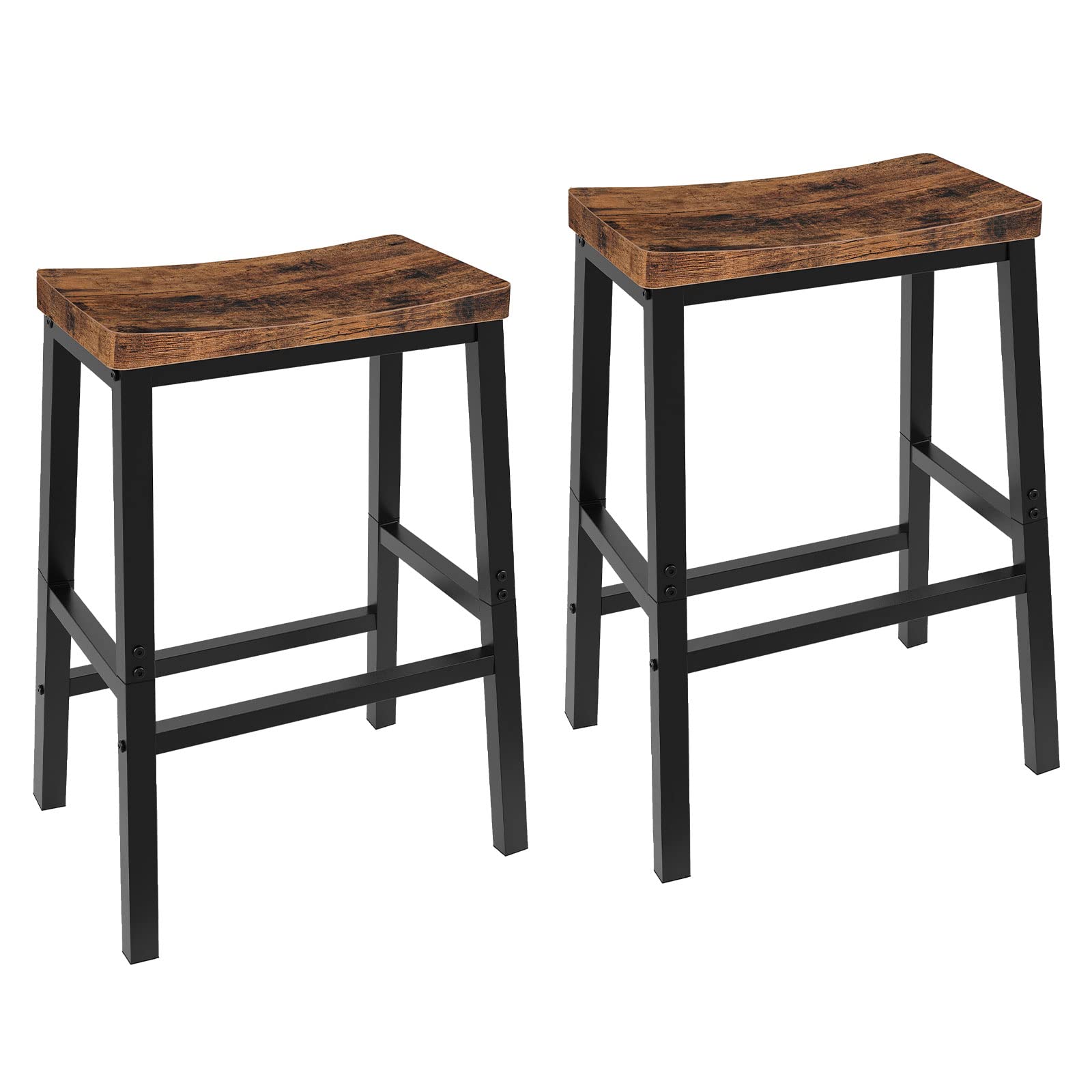 Saddle Bar Stools Set of 2 with Footrests