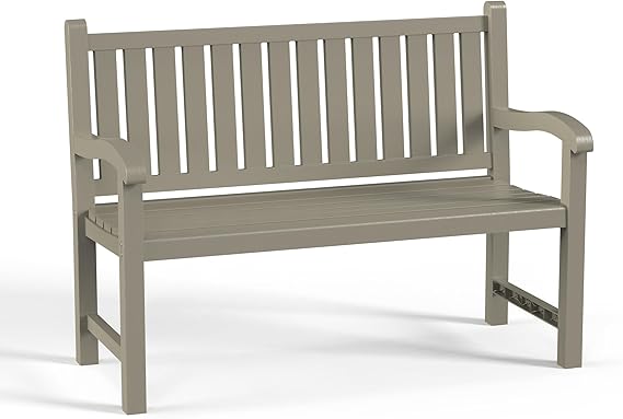 Waterproof Resin Outdoor Bench 2-Person Grey