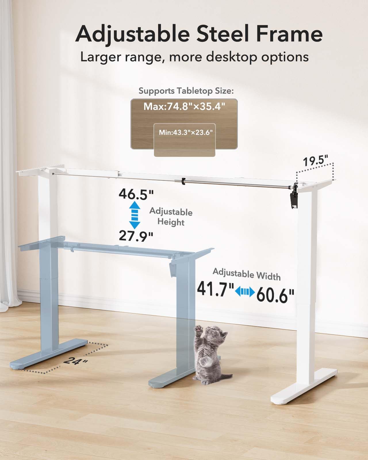 Electric Standing Desk Frame with Brushless Motor