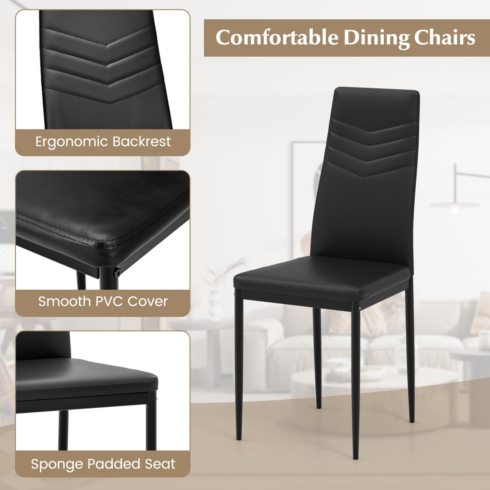 5-Piece Dining Table Set with 4 Chairs