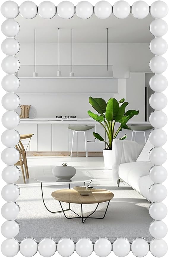 30" Oval Wall Mirror with Beaded Frame