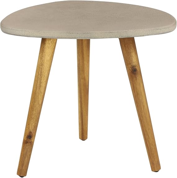 Outdoor Accent Table with Concrete Top and Tripod Legs
