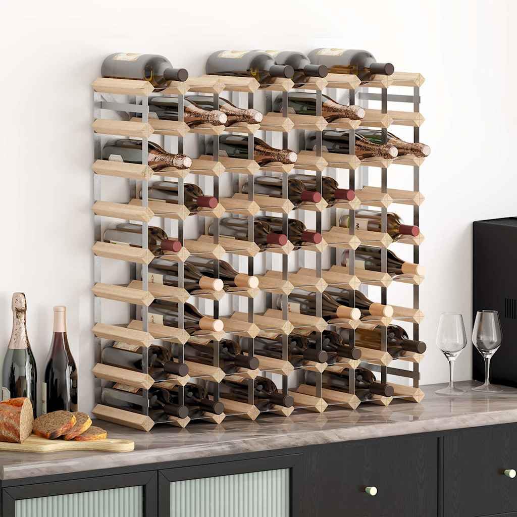72 Bottle Wine Rack Solid Pinewood Galvanized Steel