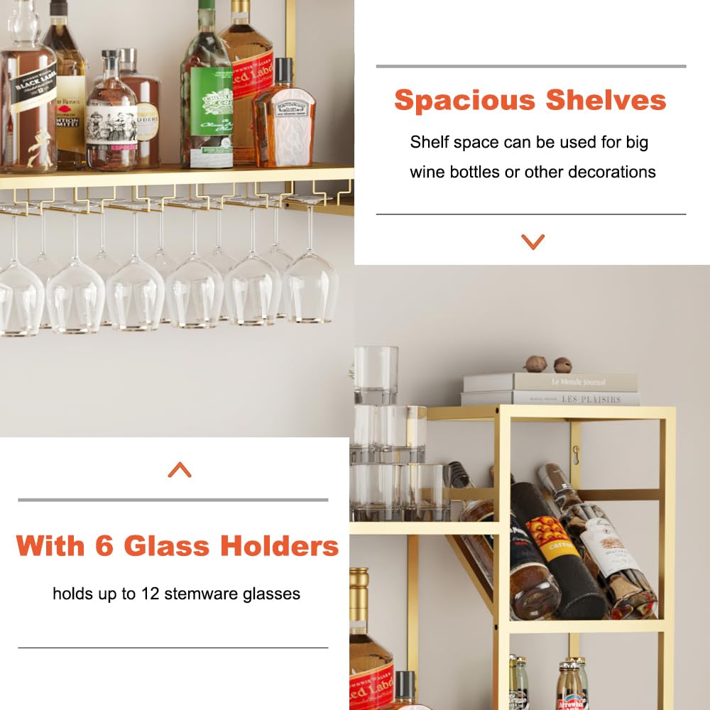 2-Tier Wall Mounted Wine Rack with Glass Holder