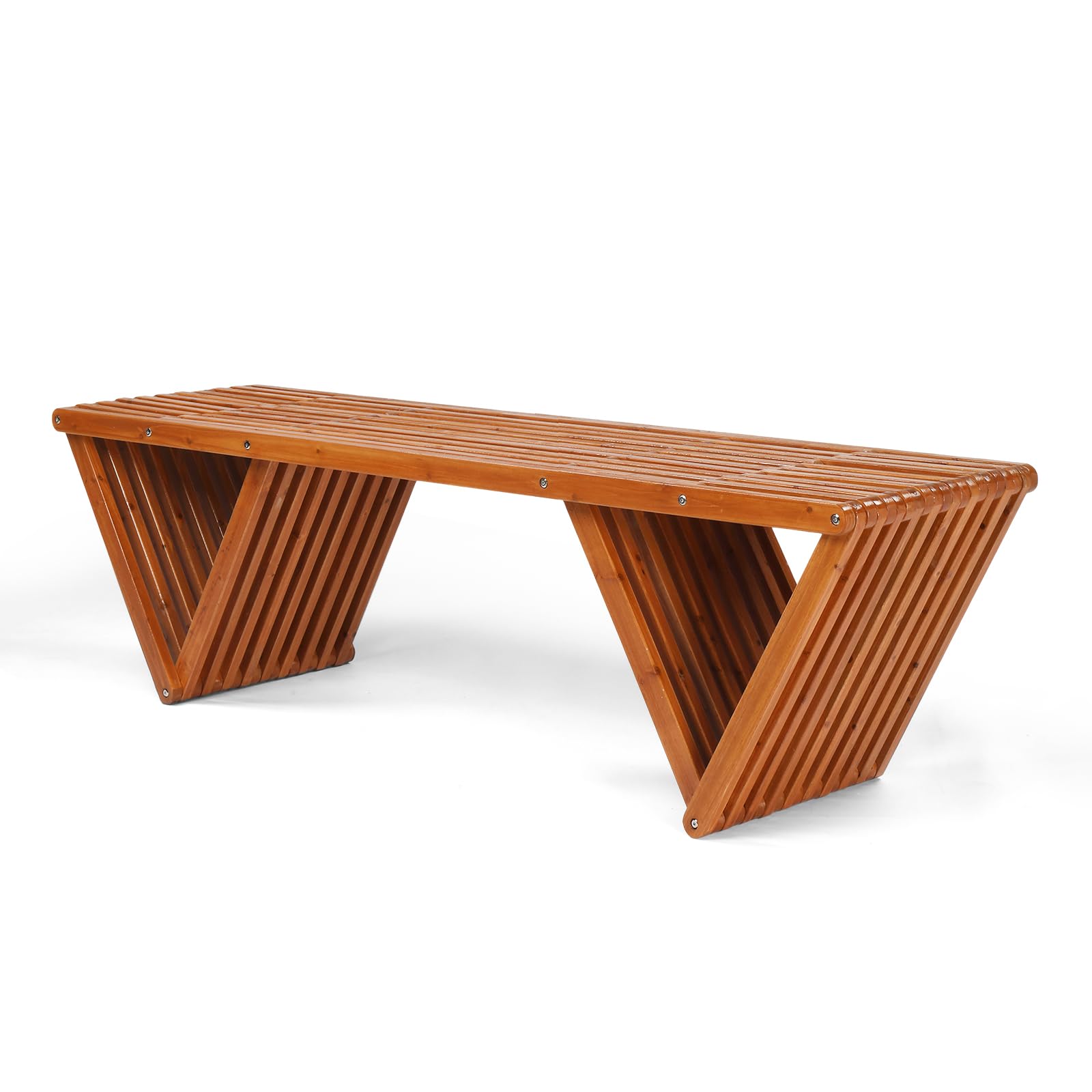 63" Outdoor Wooden Bench - 600lb Capacity Patio Porch Bench