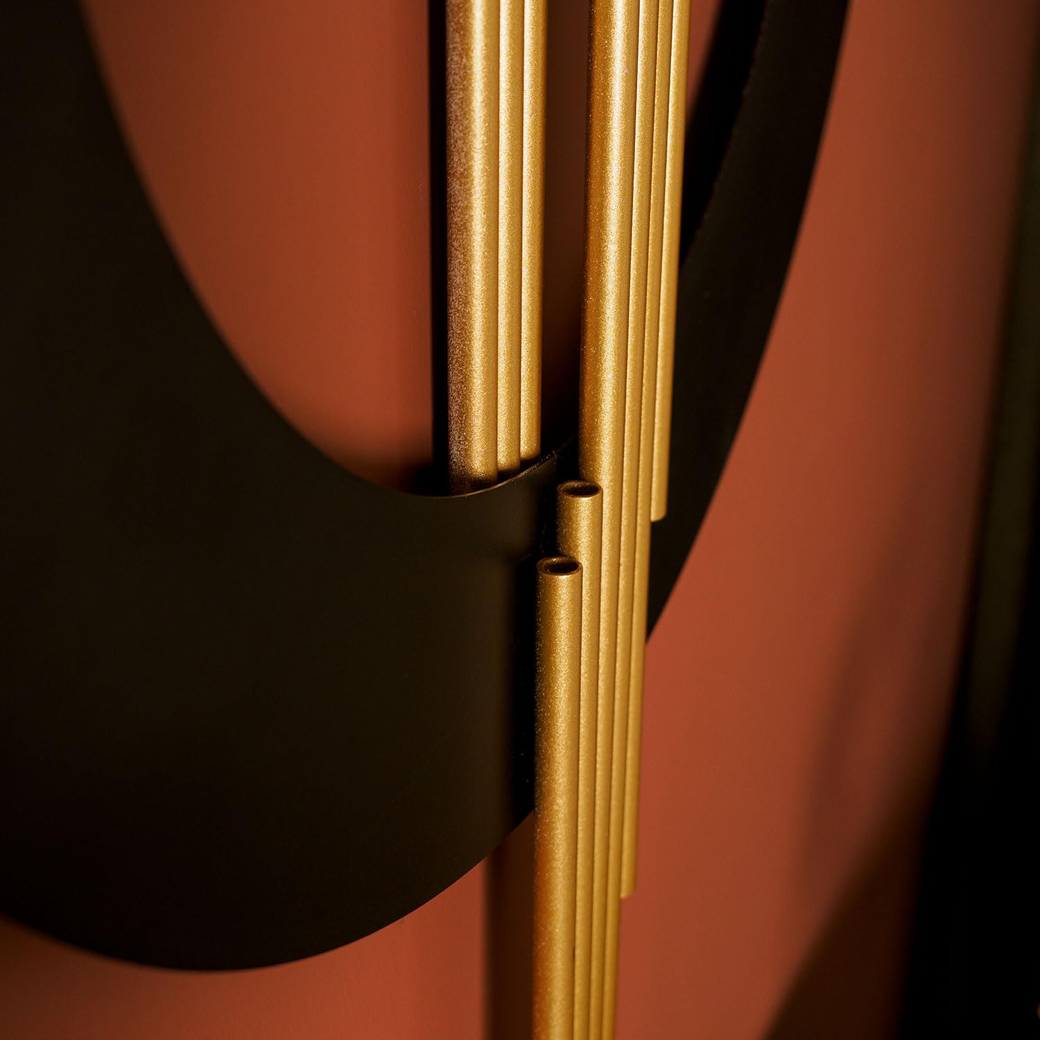 3D Black and Gold Metal Wall Art - 39 x 19 Inches