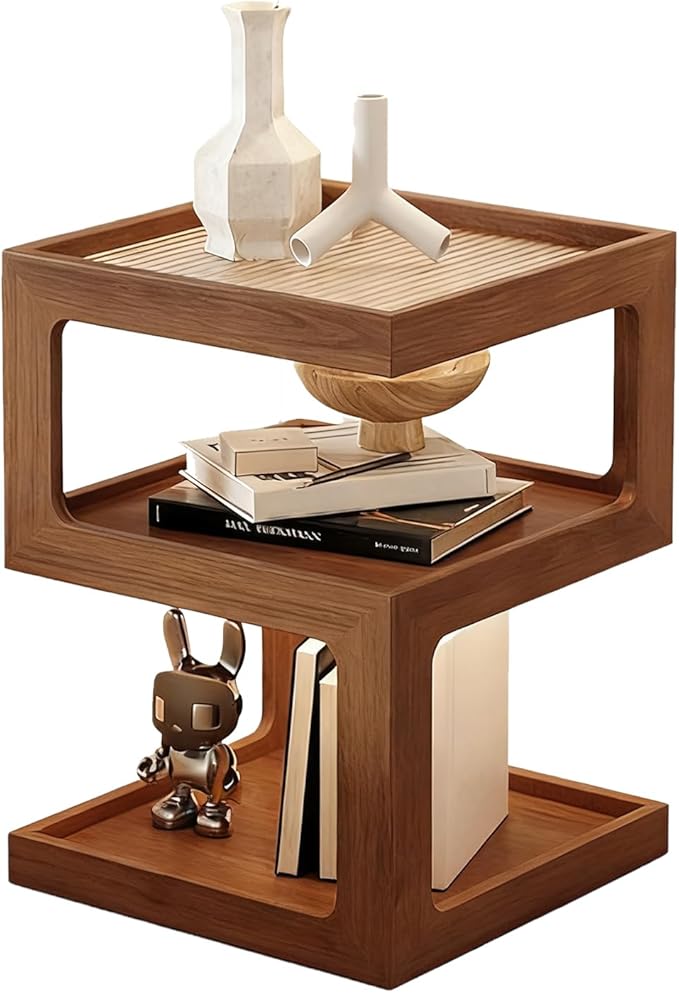3-Tier Nightstand with Storage and Open Shelves