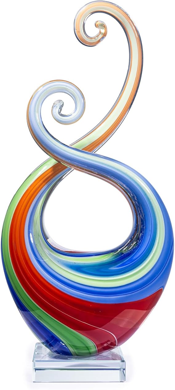 Hand Blown Art Glass Sculpture with Base