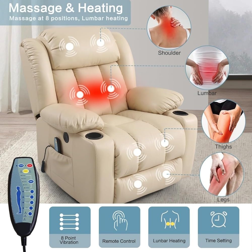 Power Lift Recliner Chair with Massage and Heat