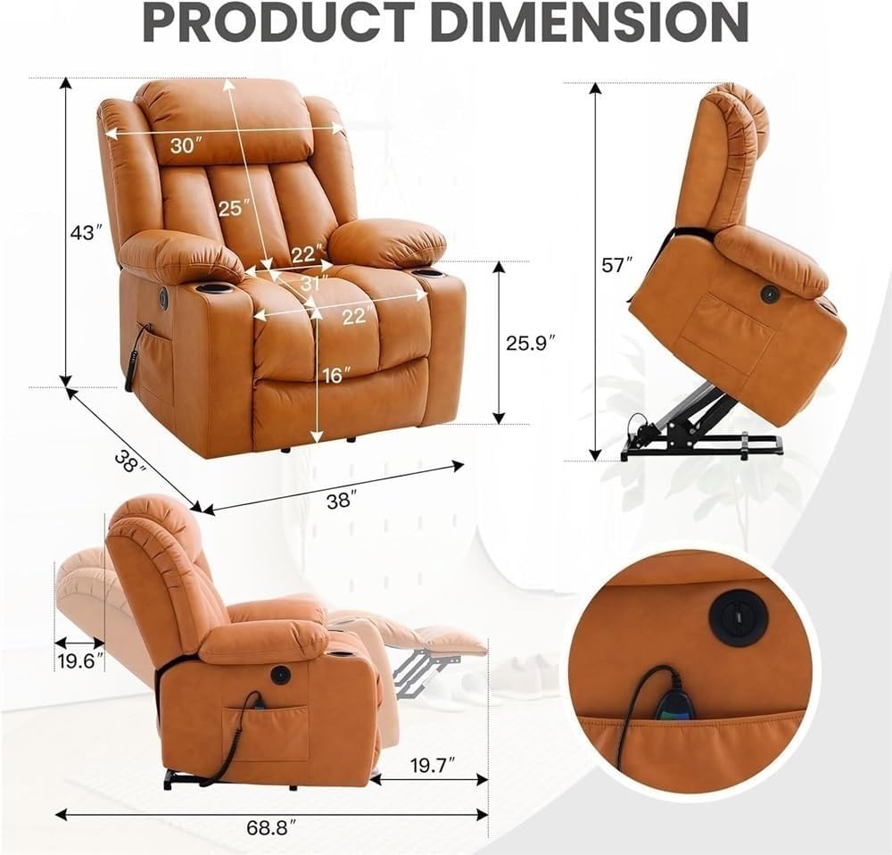 Power Lift Recliner Chair with Massage and Heat