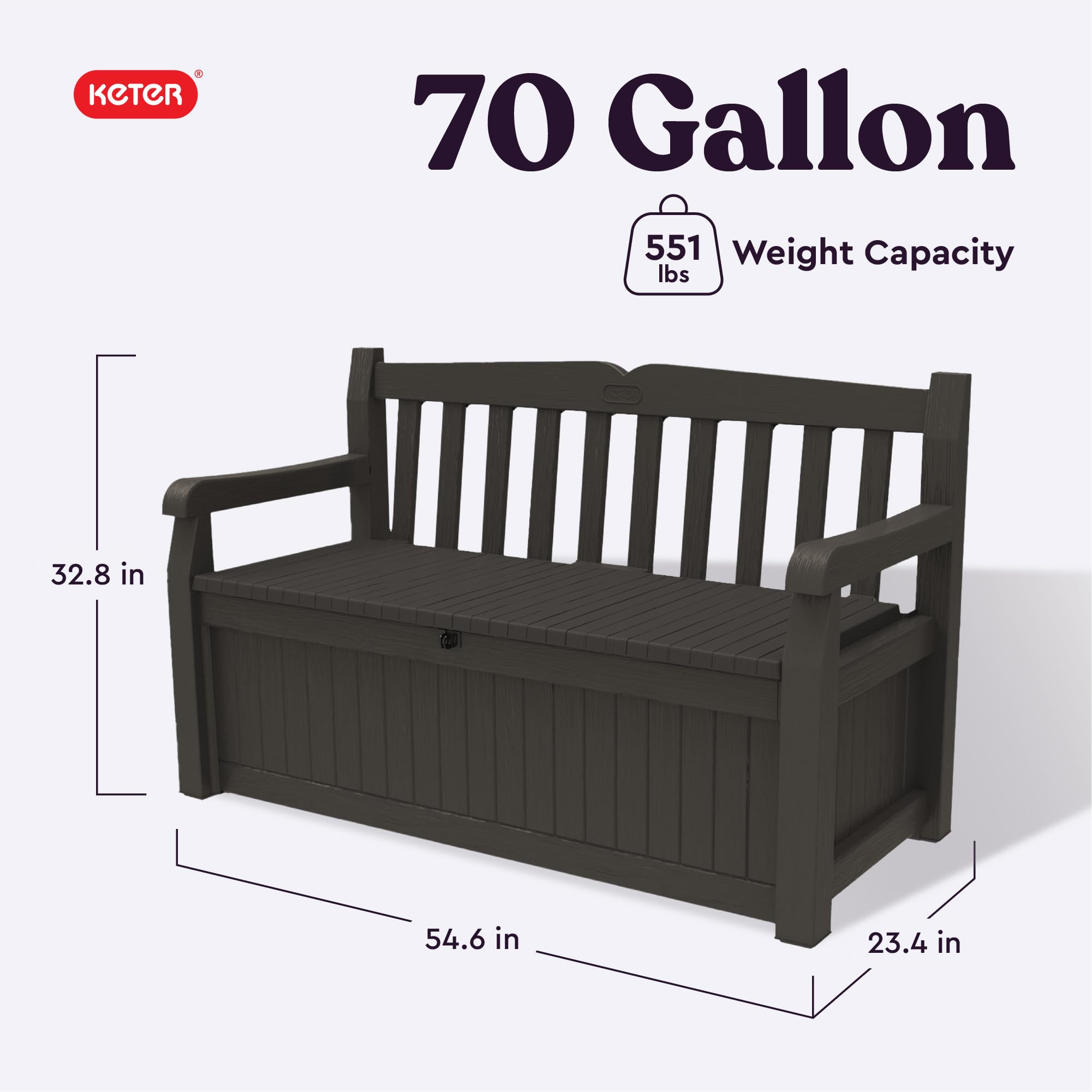 70 Gallon Outdoor Storage Bench Deck Box