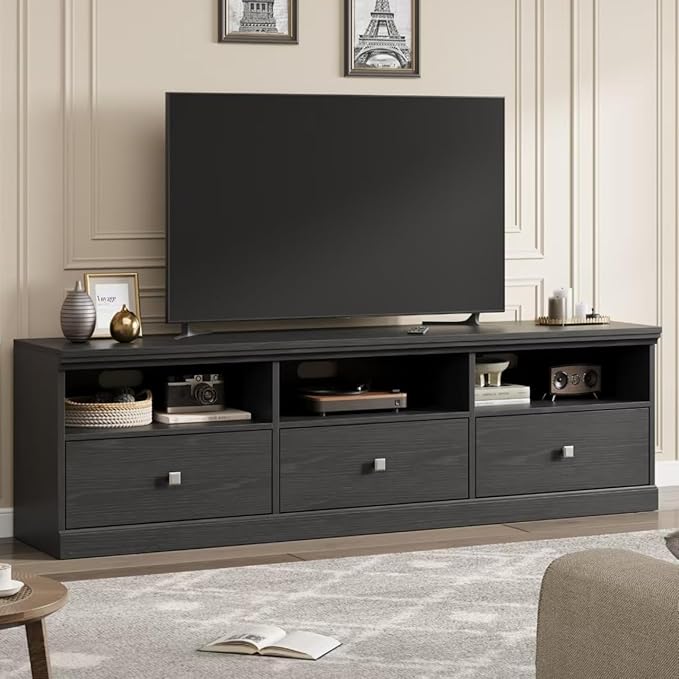 70-Inch TV Stand with Storage Drawers and Open Shelves