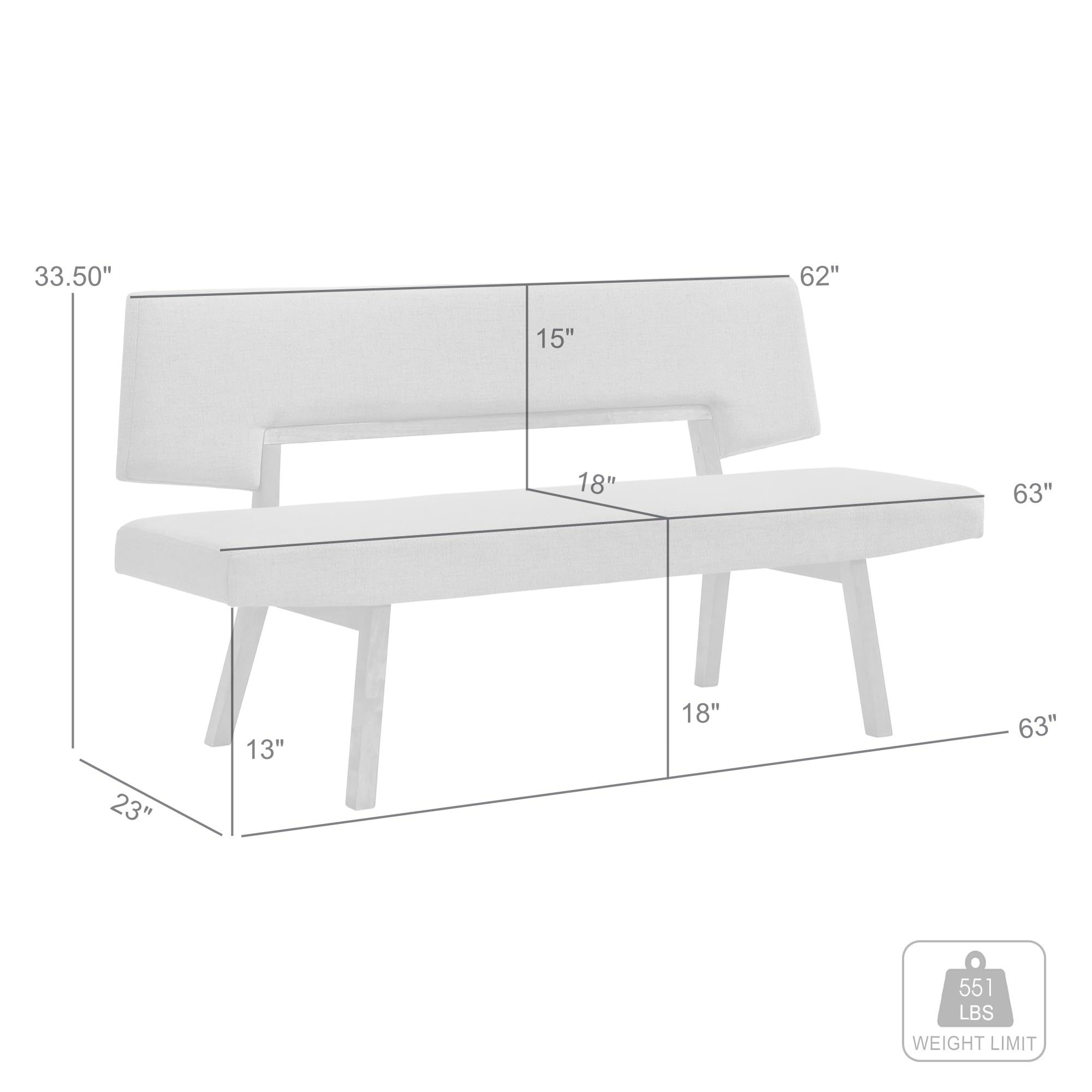 Channell Wood Dining Bench in Walnut Finish with Orange Fabric