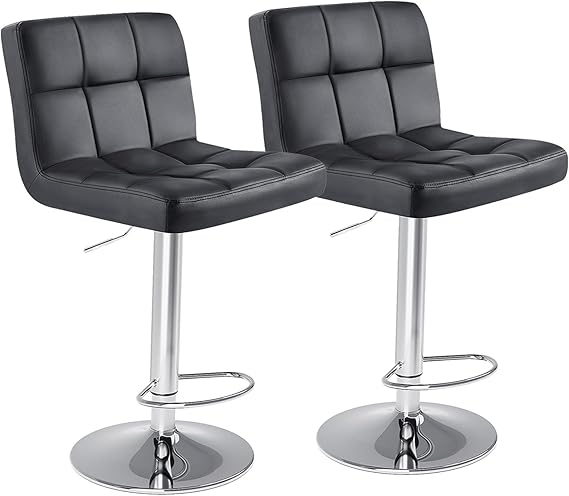 Adjustable Swivel Bar Stools Set of 4 with Back