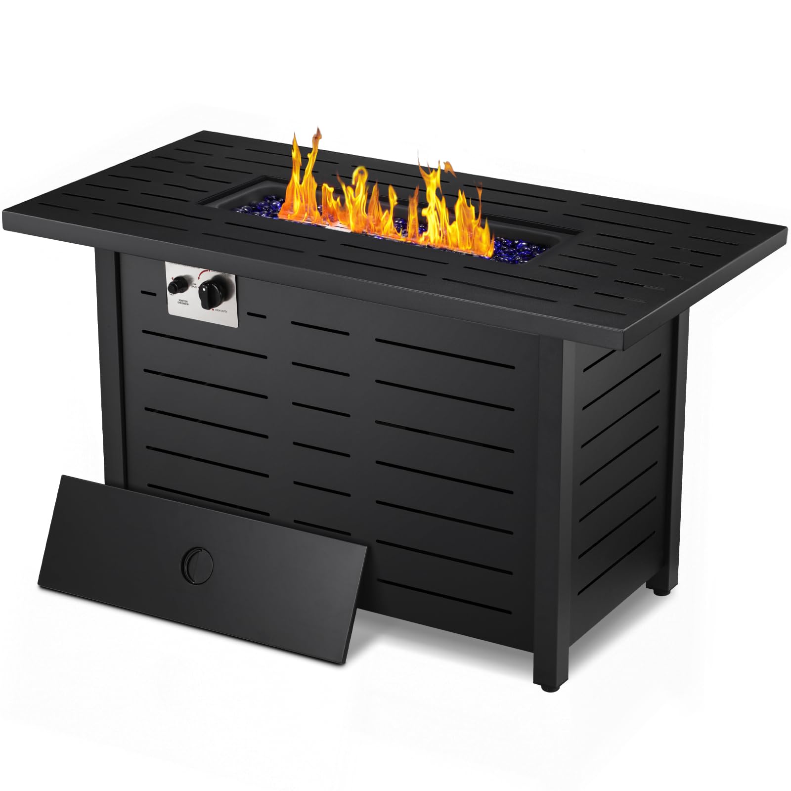 43" Propane Fire Pit Table with Lid and Rain Cover