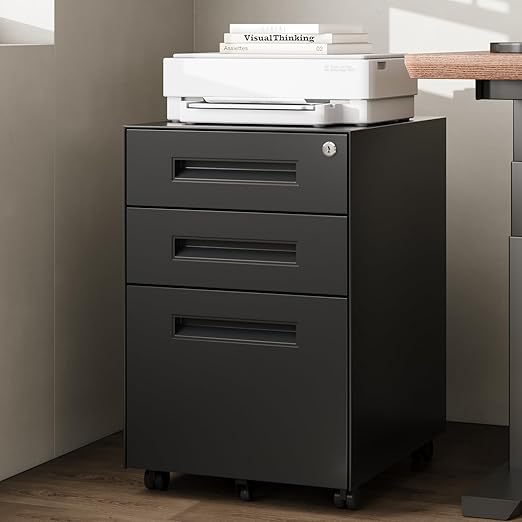 3 Drawer Mobile File Cabinet with Lock