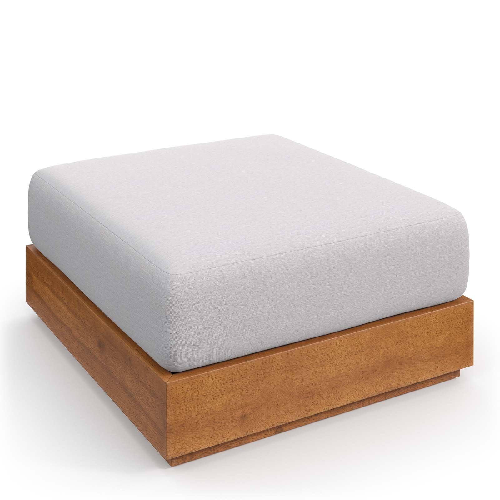 Acacia Wood Outdoor Ottoman Natural Light Gray