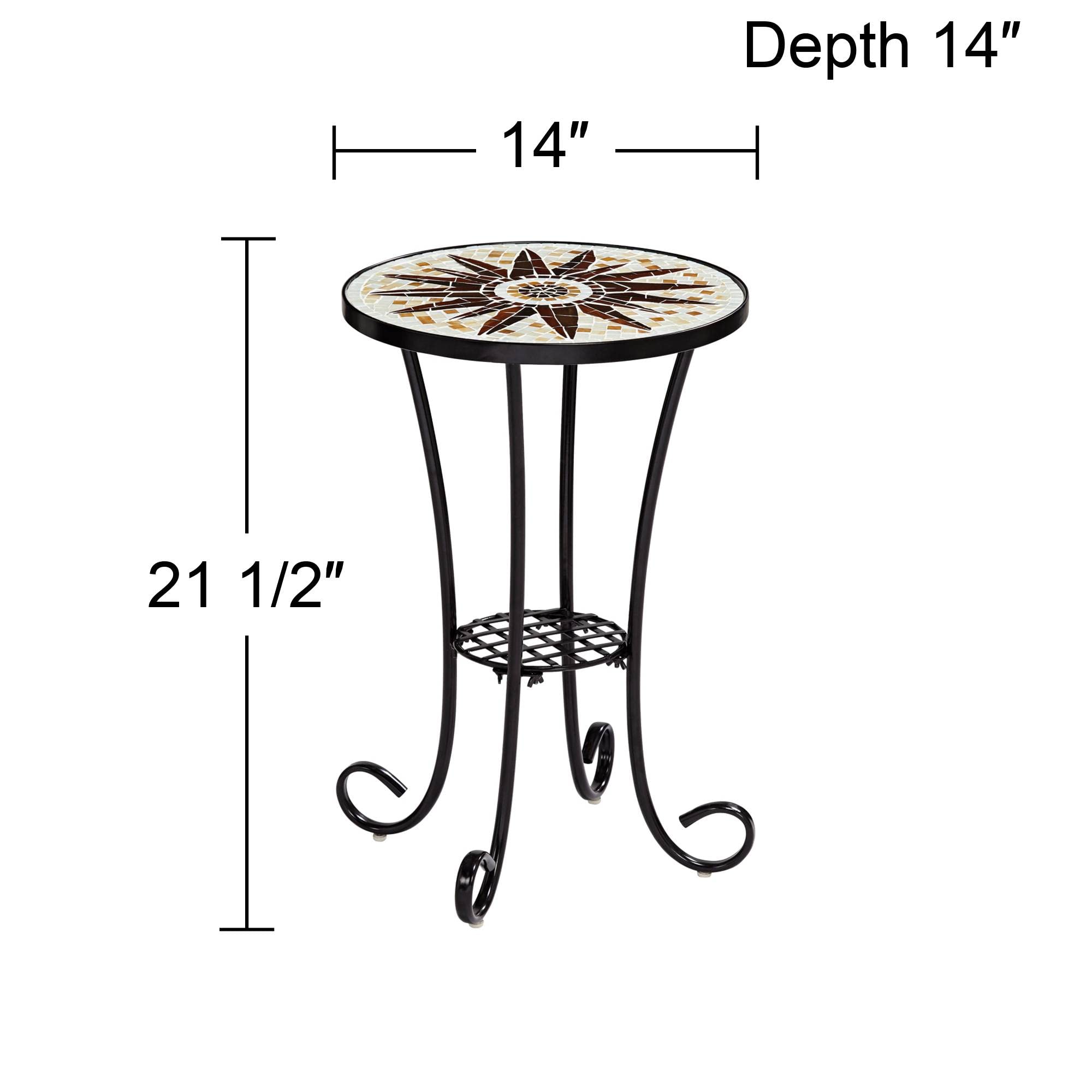 Sunburst Mosaic Outdoor Accent Tables Set of 2