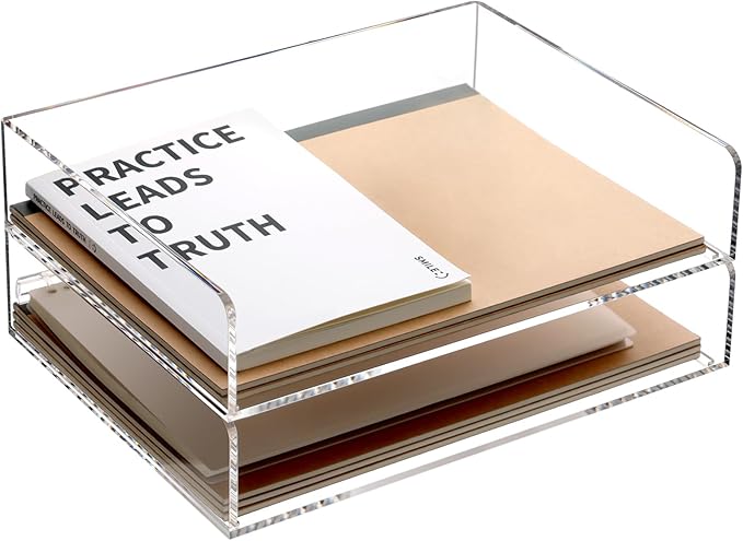 5-Tier Acrylic Desk File Organizer with Handle