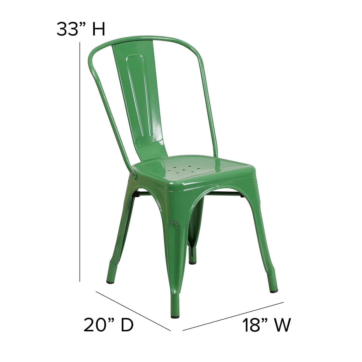 Green Metal Indoor-Outdoor Stackable Chair - 4 Pack