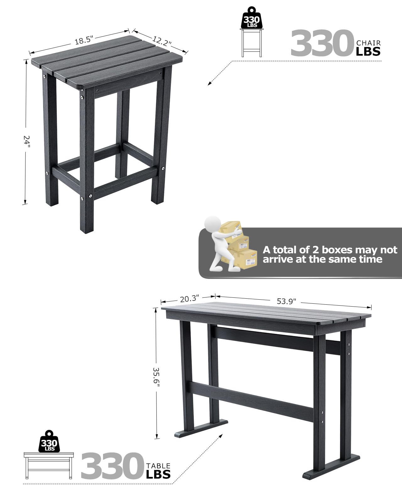 3 Piece HDPE Outdoor Bar Height Table and Chairs Set