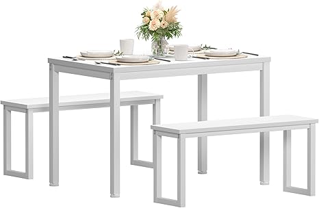 3-Piece Dining Table Set with Benches