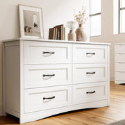 6 Drawer Dresser for Bedroom 47 Inch White