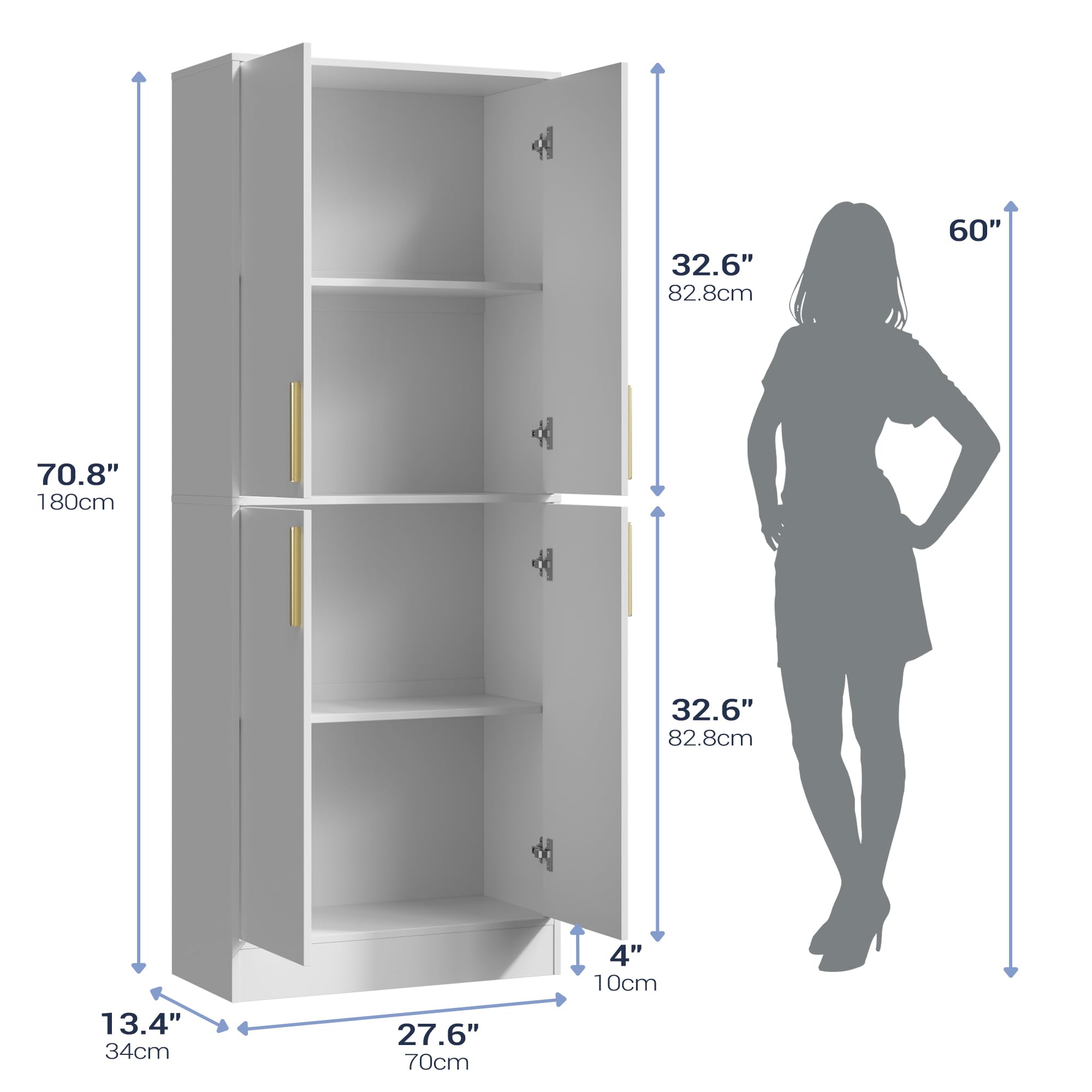 Tall Pantry Cabinet with 4 Doors