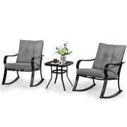 3-Piece Outdoor Rocking Bistro Set with Cushions