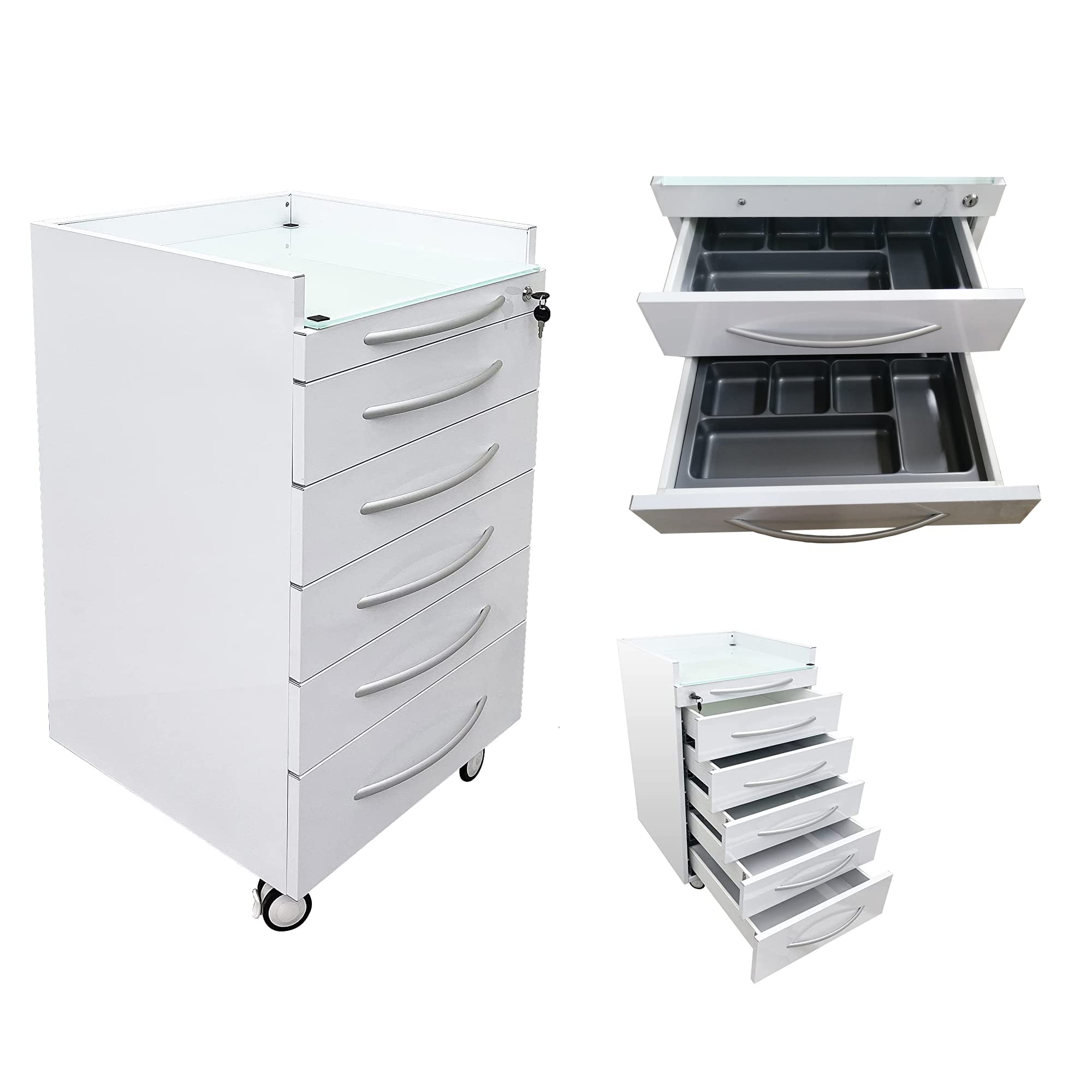 5-Drawer Mobile Dental Cart with Lock