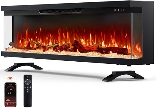 50" Smart Electric Fireplace Heater with App Control
