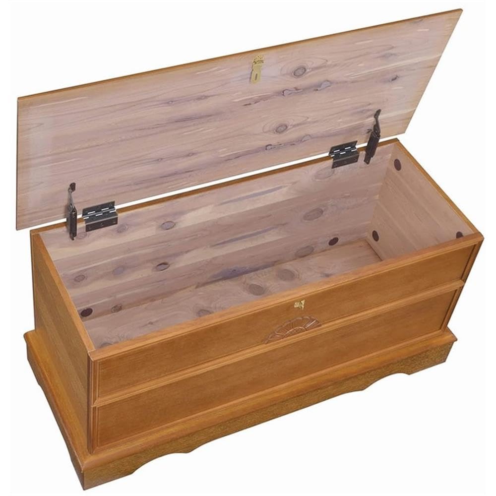 Cedar Wood Storage Blanket Chest Bench Honey Brown