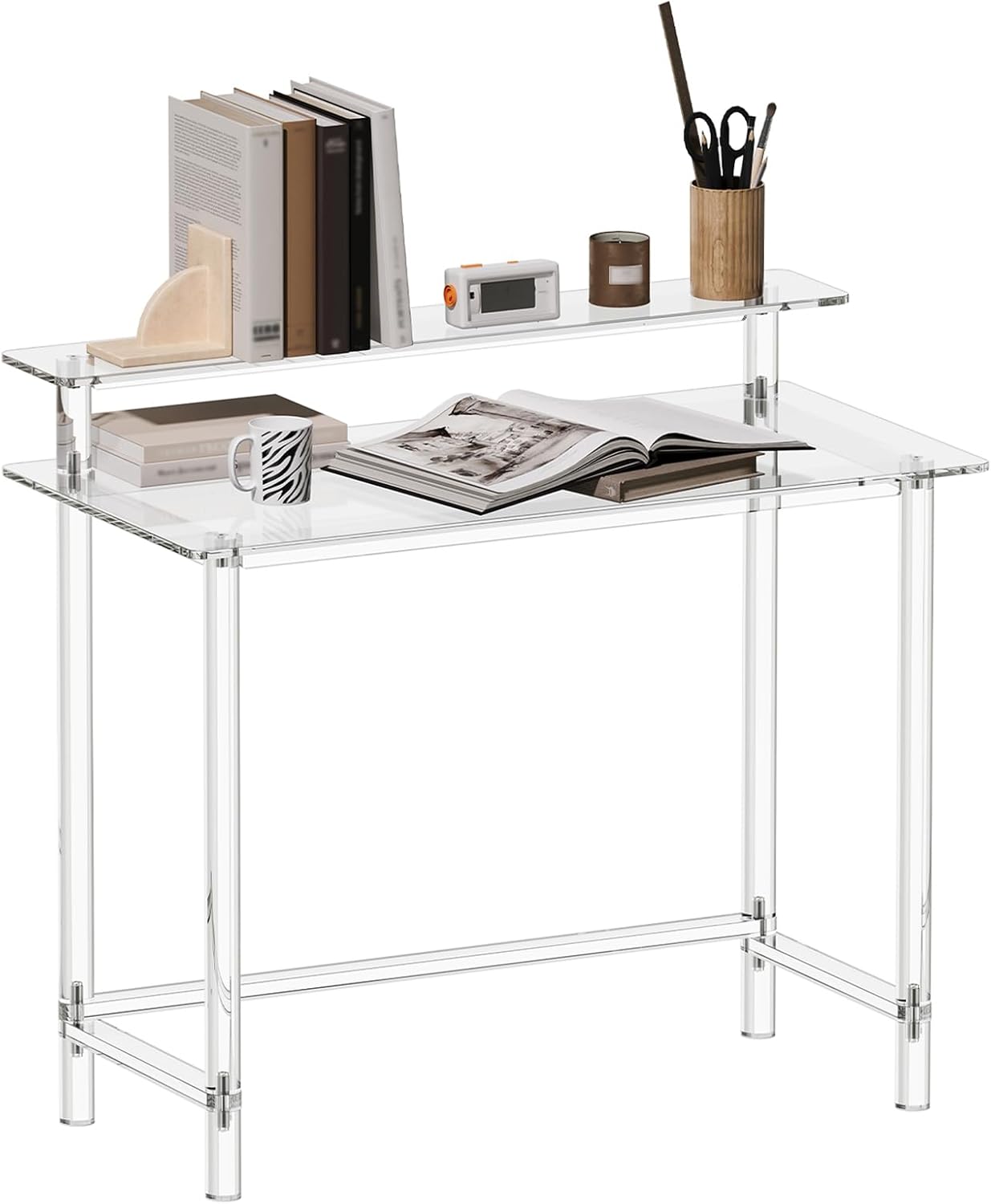 Acrylic Desk with Monitor Stand