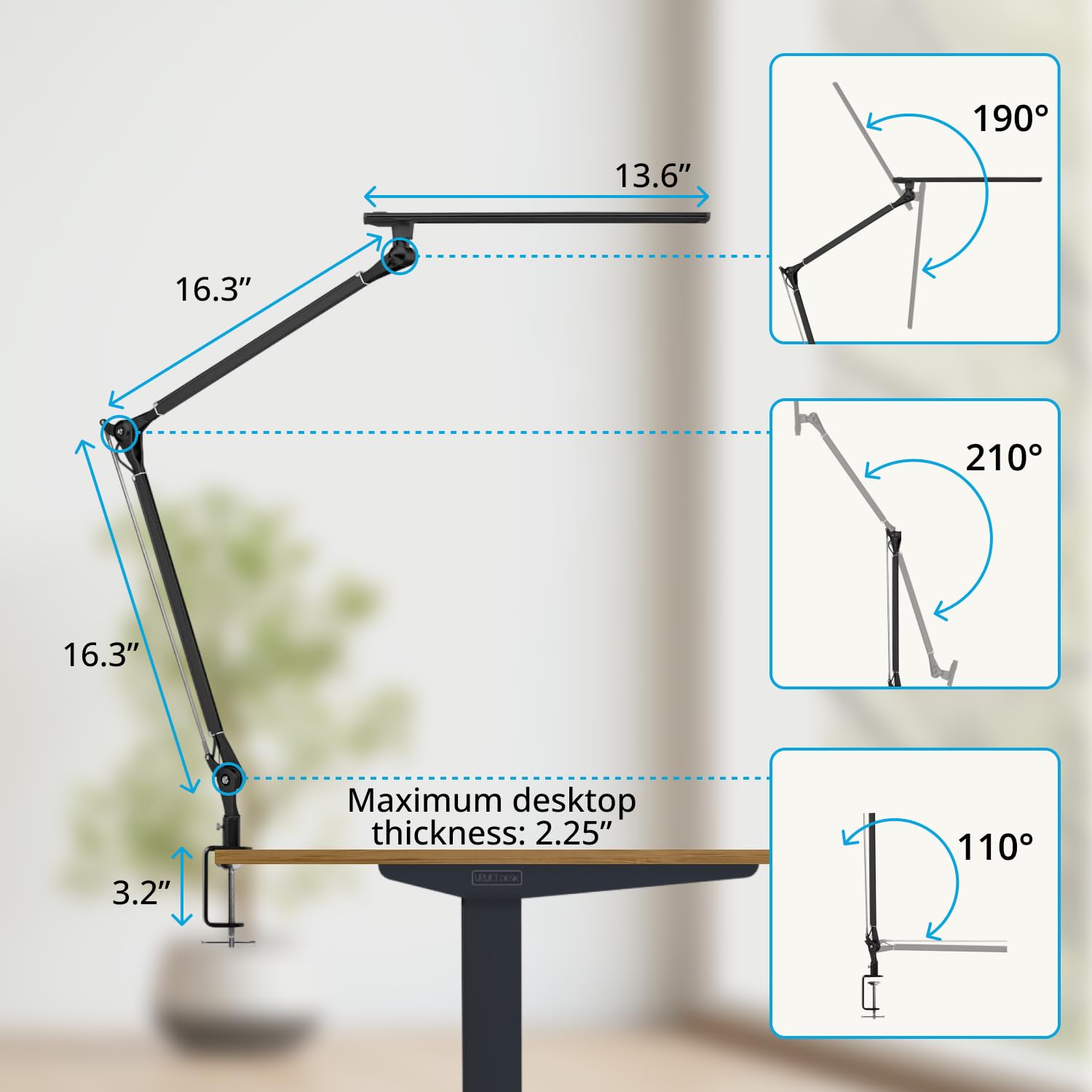 LED Clamp Desk Lamp with Adjustable Arm