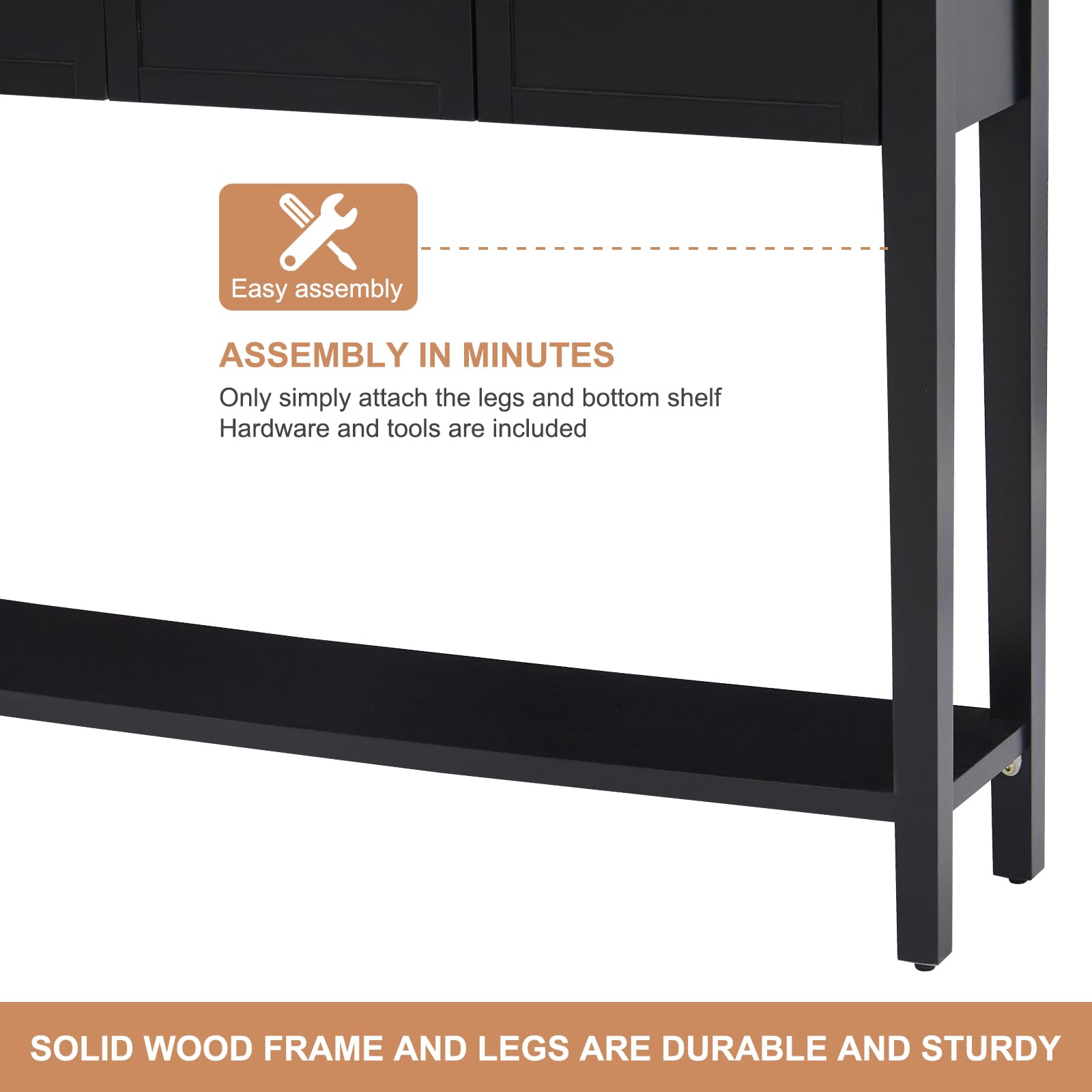 Console Table with 4 Drawers and Shelf - 60 Inch Long Entryway Hall Table