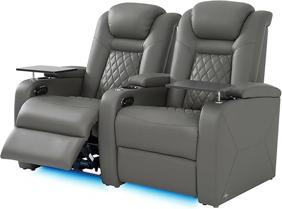 Power Reclining Home Theater Chair with LED Lighting