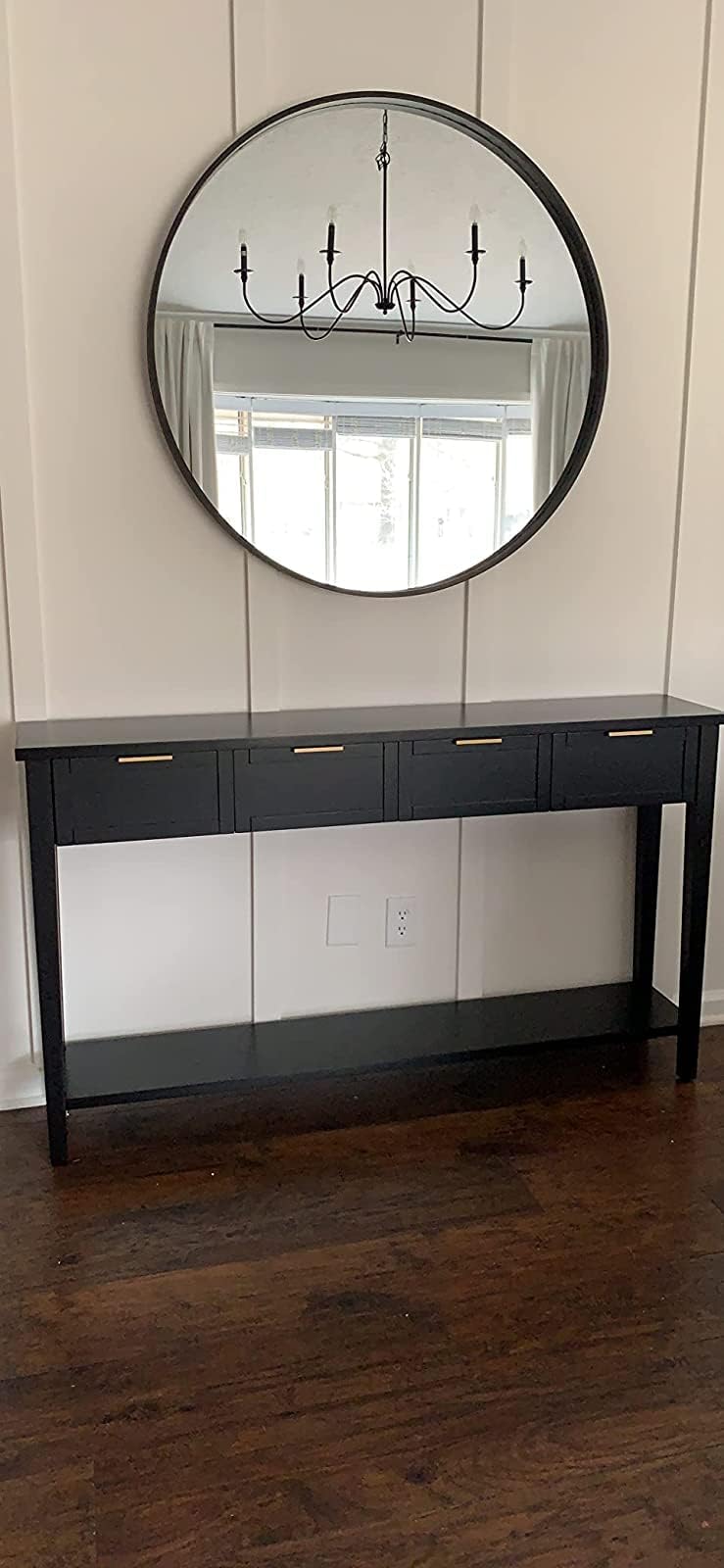 Long Sofa Table with 4 Drawers and Shelf