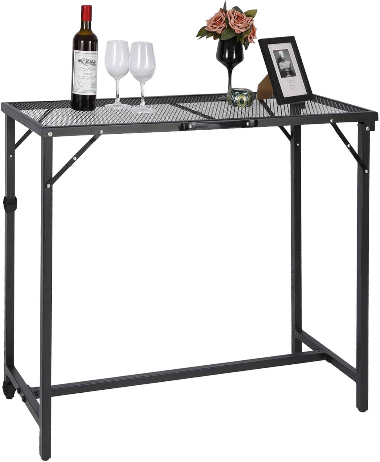 39 Inch Folding Outdoor Bar Table with Waterproof Mesh Top
