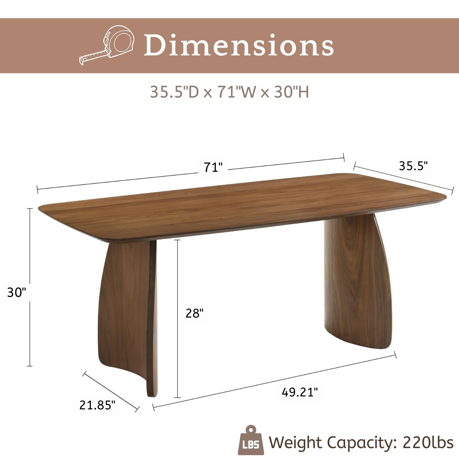 Modern Wooden Dining Table for 6-8 People