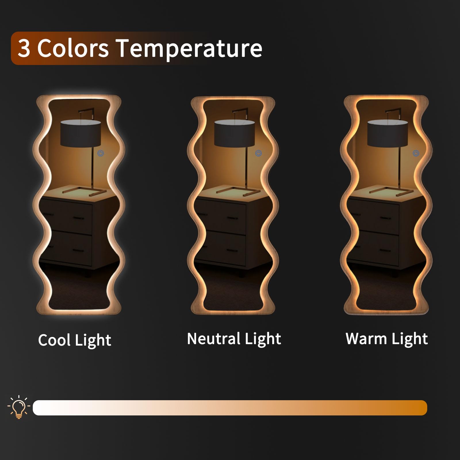 65" x 24" LED Wavy Full Length Mirror