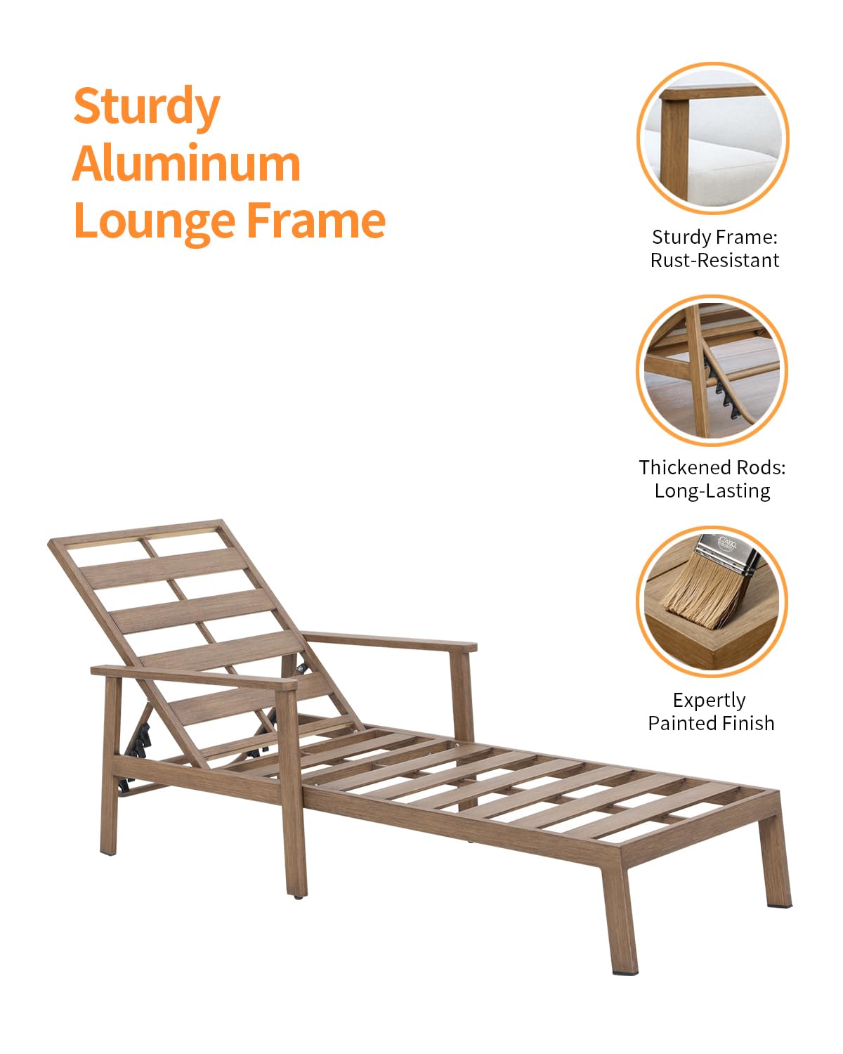 2-Pack Teak Chaise Lounge Chairs with Gray Cushions