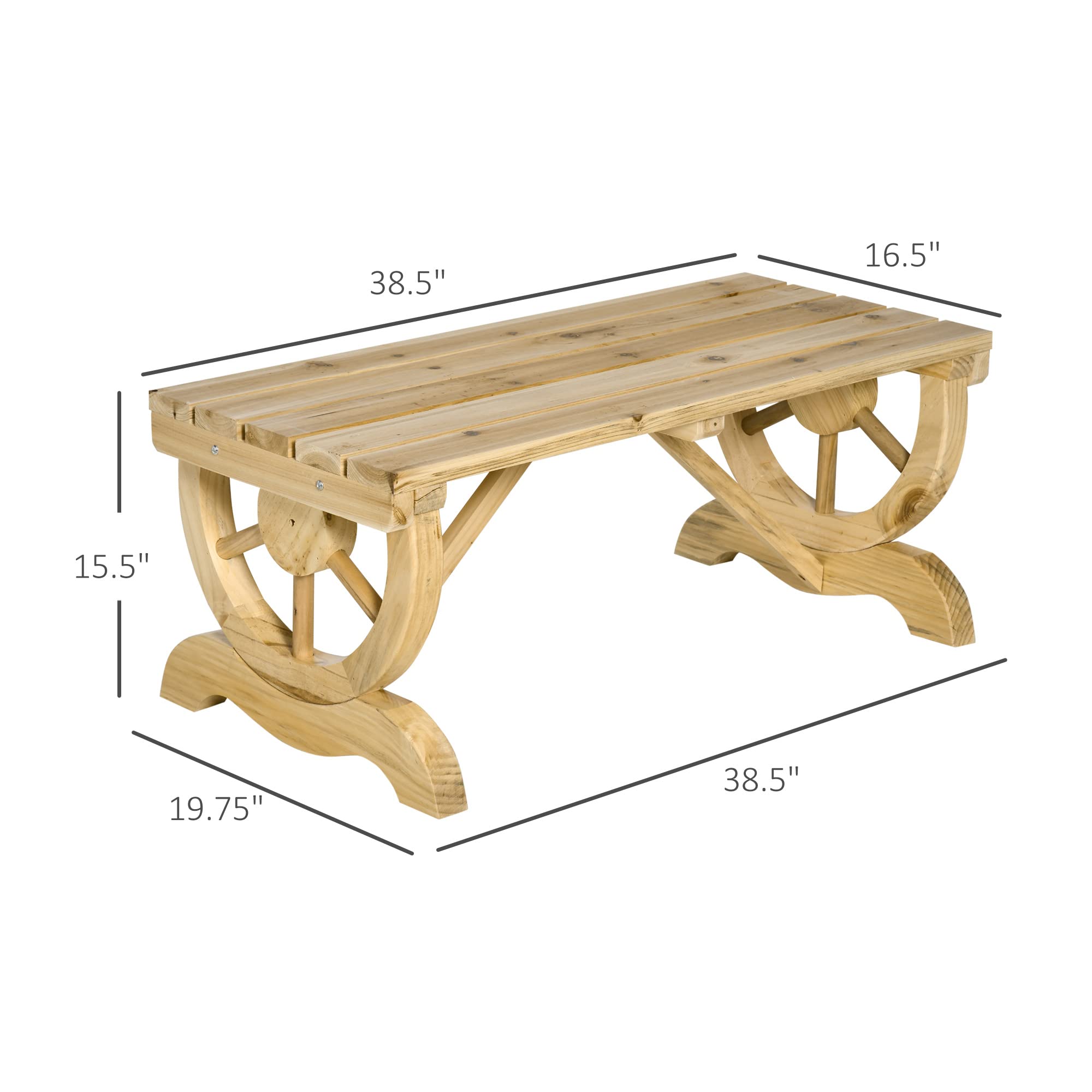 2-Person Wooden Wagon Wheel Garden Bench