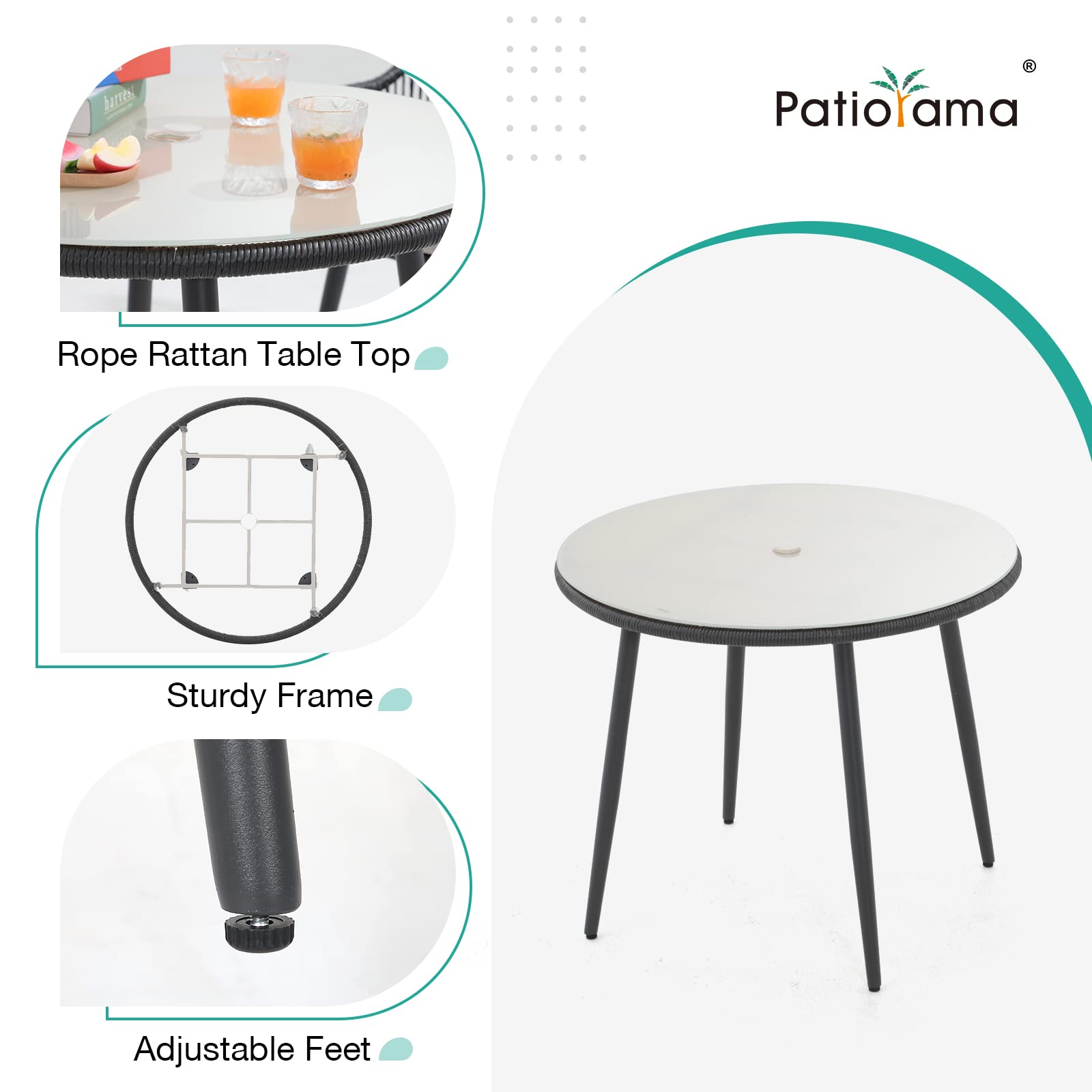 5-Piece Patio Dining Set with Cushioned Chairs