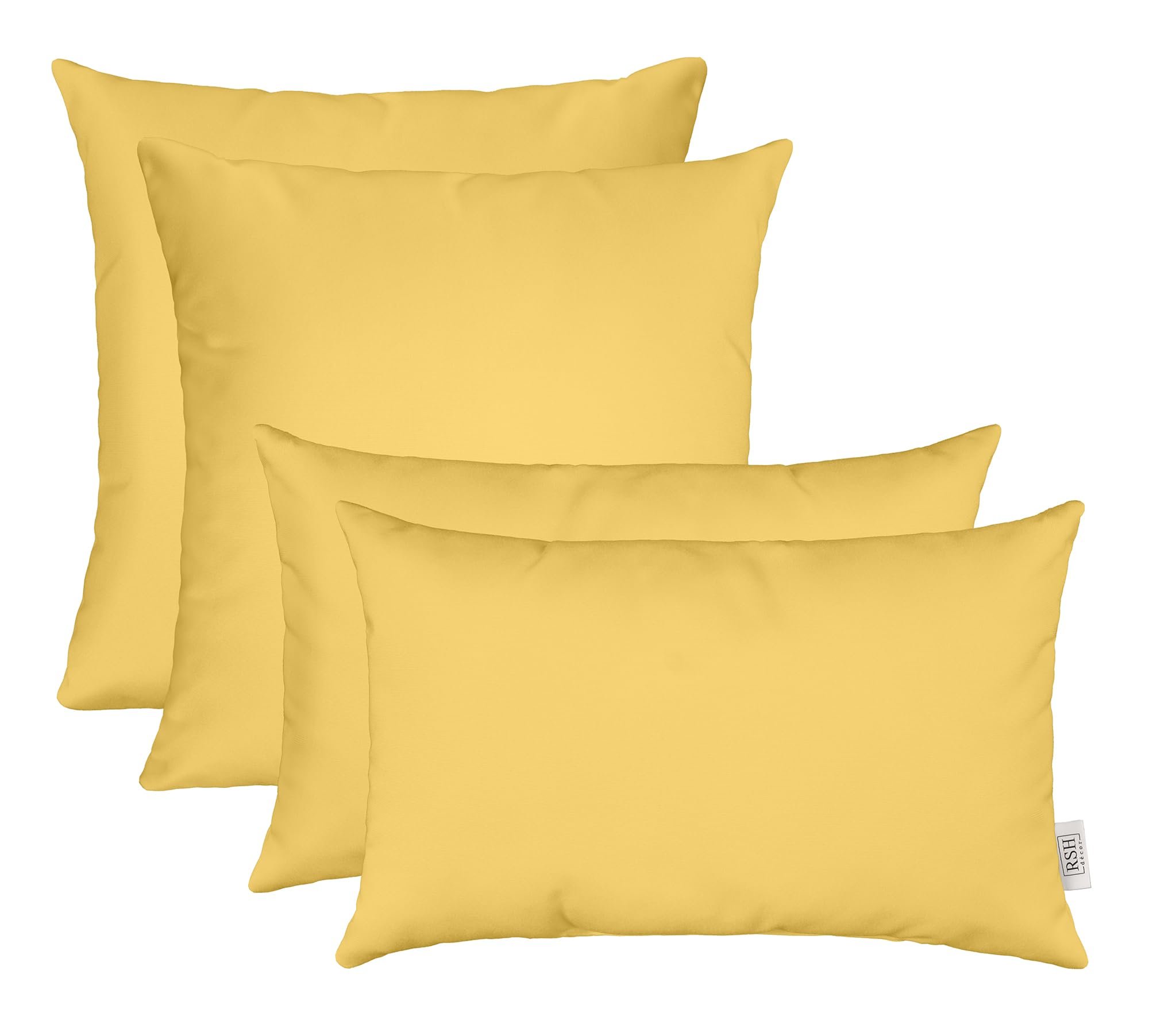 Indoor Outdoor Throw Pillow Set - 4 Piece Sunbrella Canvas Buttercup Yellow