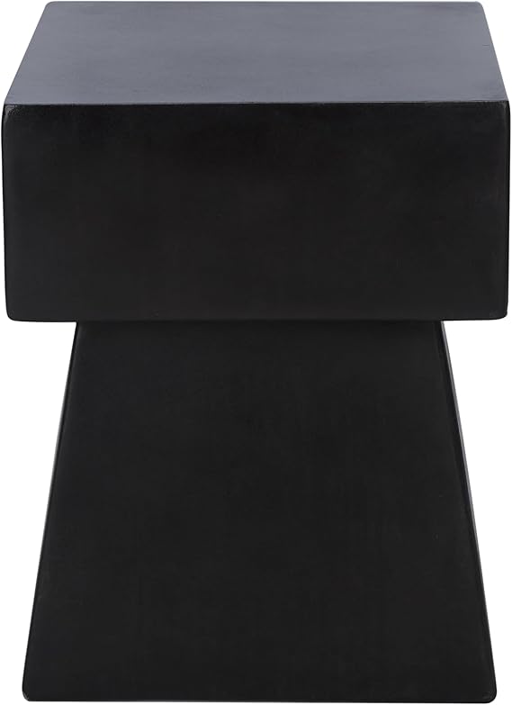 Modern Concrete Accent Table - Black Square End Table