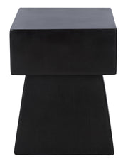 Modern Concrete Accent Table - Black Square End Table