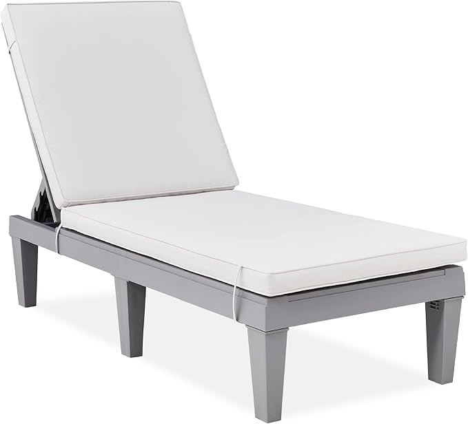 Outdoor Lounge Chair with Adjustable Backrest and Cushion