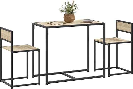 3-Piece Industrial Dining Table Set for 2