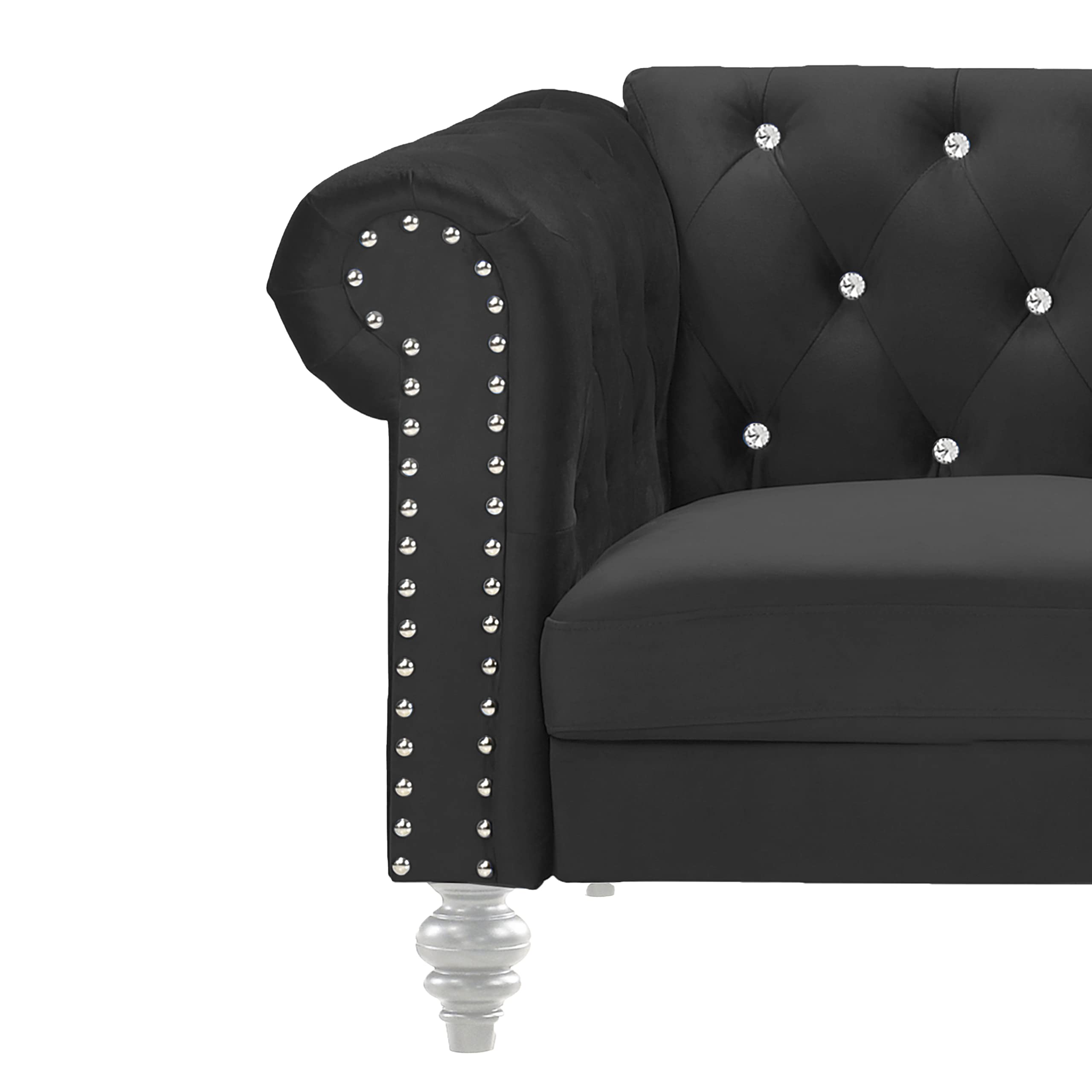 Velvet Chesterfield Sofa with Crystal Tufting