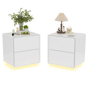Nightstands Set of 2 with 2 Drawers and Light
